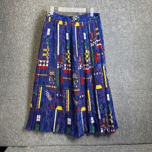 Vintage Dino Valiano Skirt Womens 40 Blue Abstract Pleated West Germany 80s‎